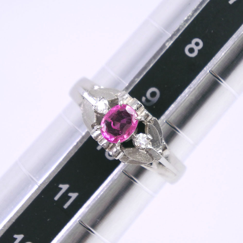 Pt900プラチナ×ルビー×ダイヤモンド 9.5号 ピンク レディース リング・指輪