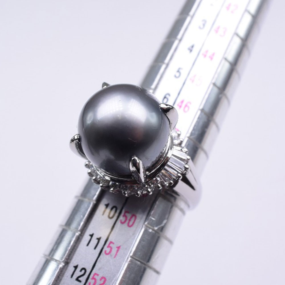 パール ダイヤ11.0 ｍｍ ブラックパール（黒蝶真珠）×Pt900プラチナ