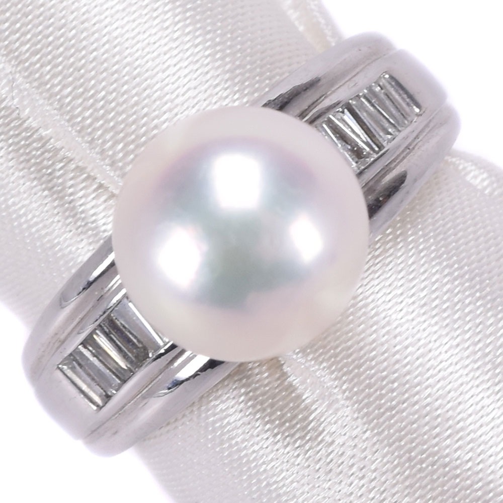 真珠9.5 ｍｍ パール×Pt900プラチナ 9.5号 レディース リング・指輪