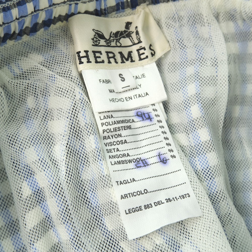 【HERMES】エルメス 水着 チェック ナイロン×ポリウレタン ブルー メンズ パンツ