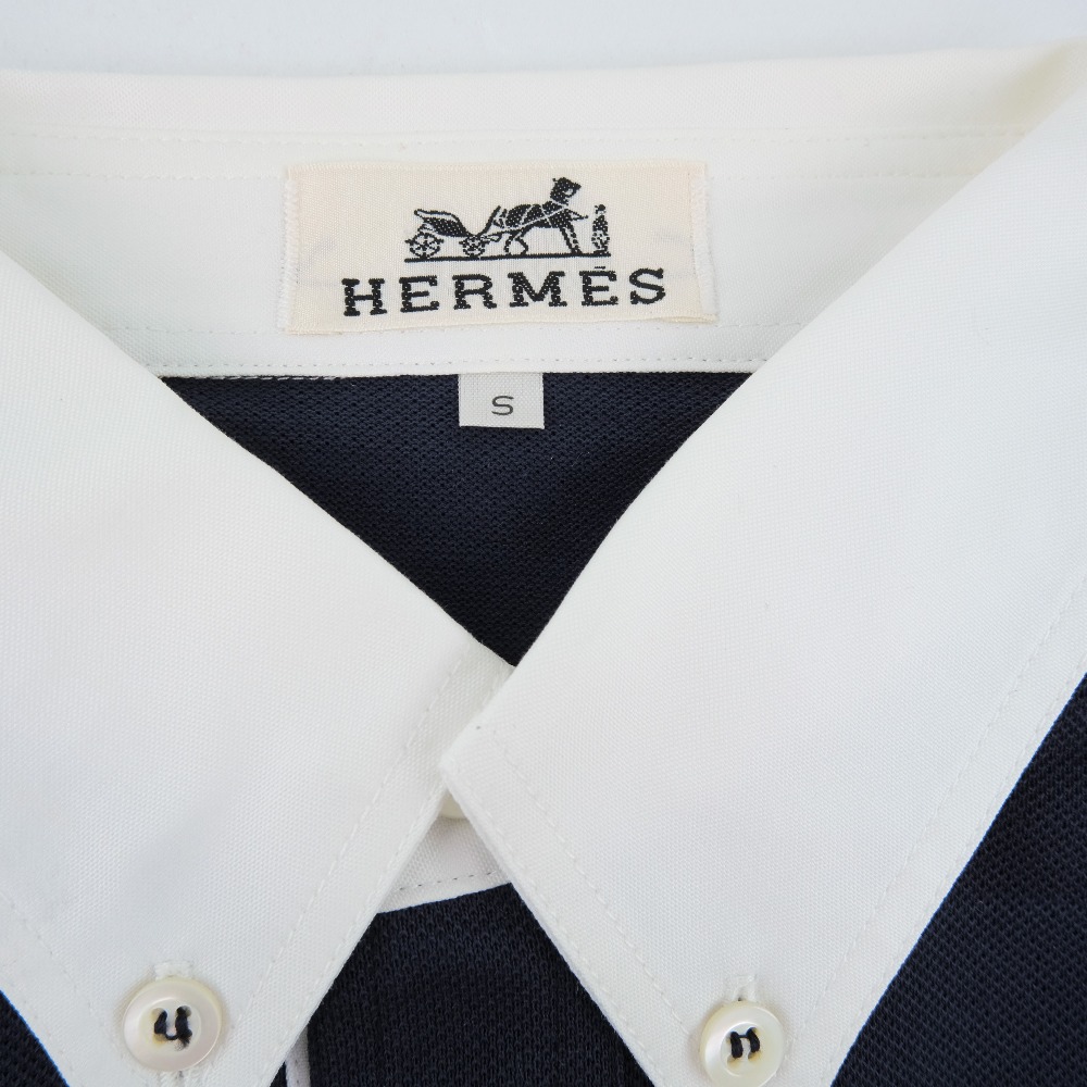 【HERMES】エルメス ポロシャツ コットン ネイビー メンズ 半袖シャツ【未使用】