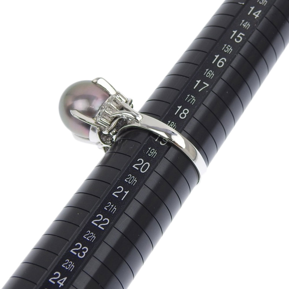 パールの大きさ12mmPt900 黒蝶真珠リング　12mm　パールリング　ダイヤモンド　ブラックパール