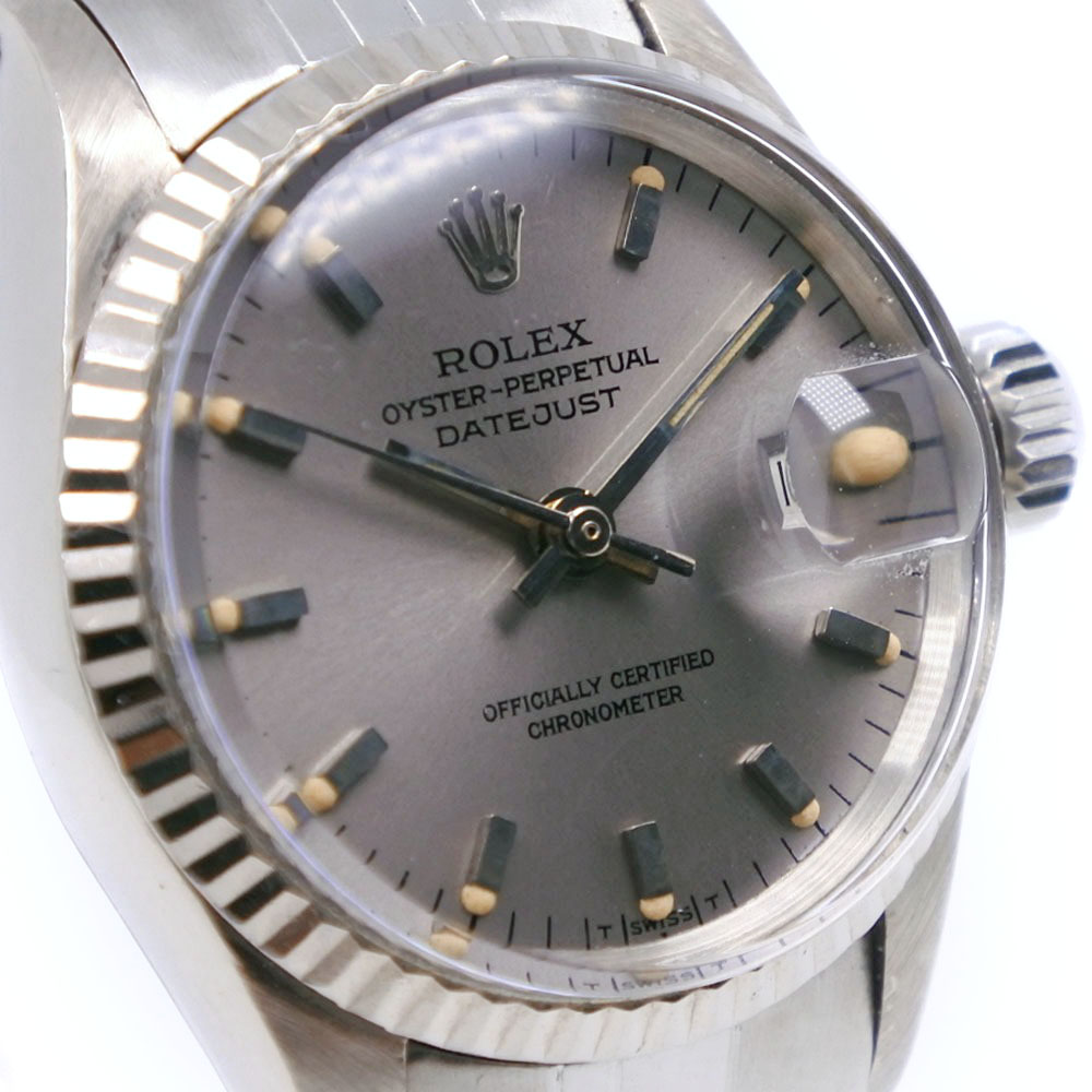 【仕上済/ベルト2種】ロレックス オイスター グレー文字盤 レディース 腕時計