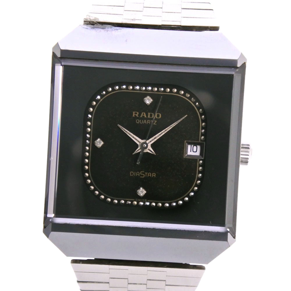 【新品電池】ラドー ダイヤスター 黒文字盤 腕時計 シルバーステンレスベルト