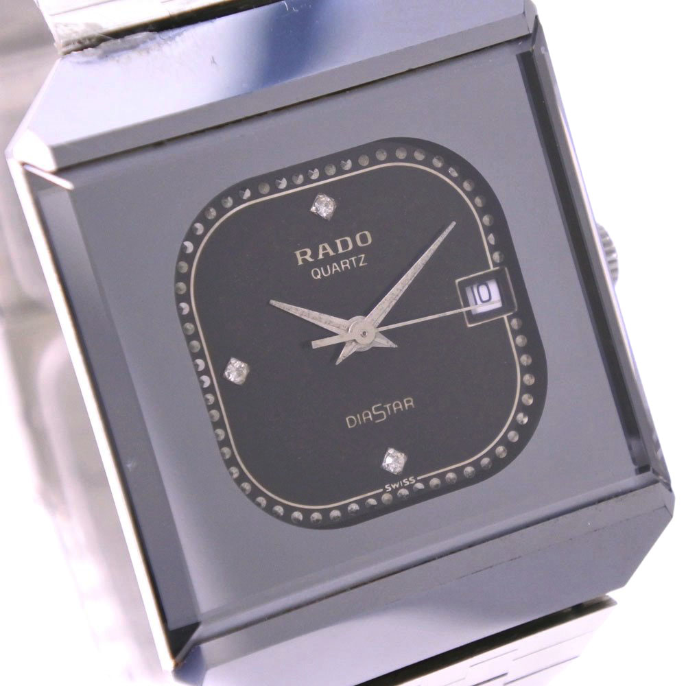 【新品電池】ラドー ダイヤスター 黒文字盤 腕時計 シルバーステンレスベルト
