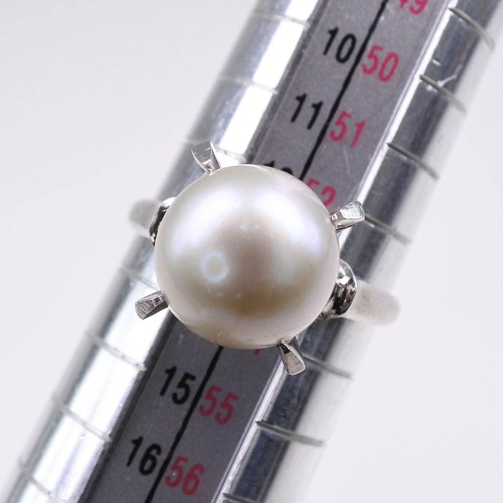 真珠10.0 ｍｍ パール×Pt850プラチナ 13号 レディース リング・指輪【中古】