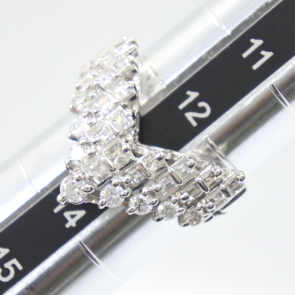 V字 Pt900プラチナ×ダイヤモンド 12.5号 1.00 レディース リング・指輪