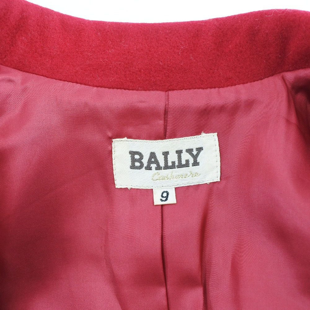 【BALLY】バリー ロングコート 9号 P01525 ウール×カシミヤ 赤 レディース ステンカラーコート