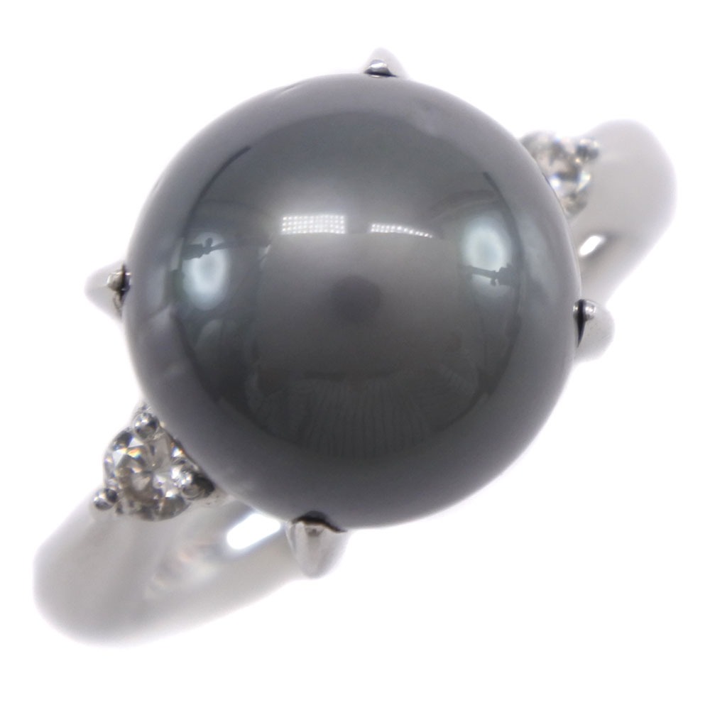 ダイヤモンド11.5ｍｍ ブラックパール（黒蝶真珠）×Pt900プラチナ 11.5