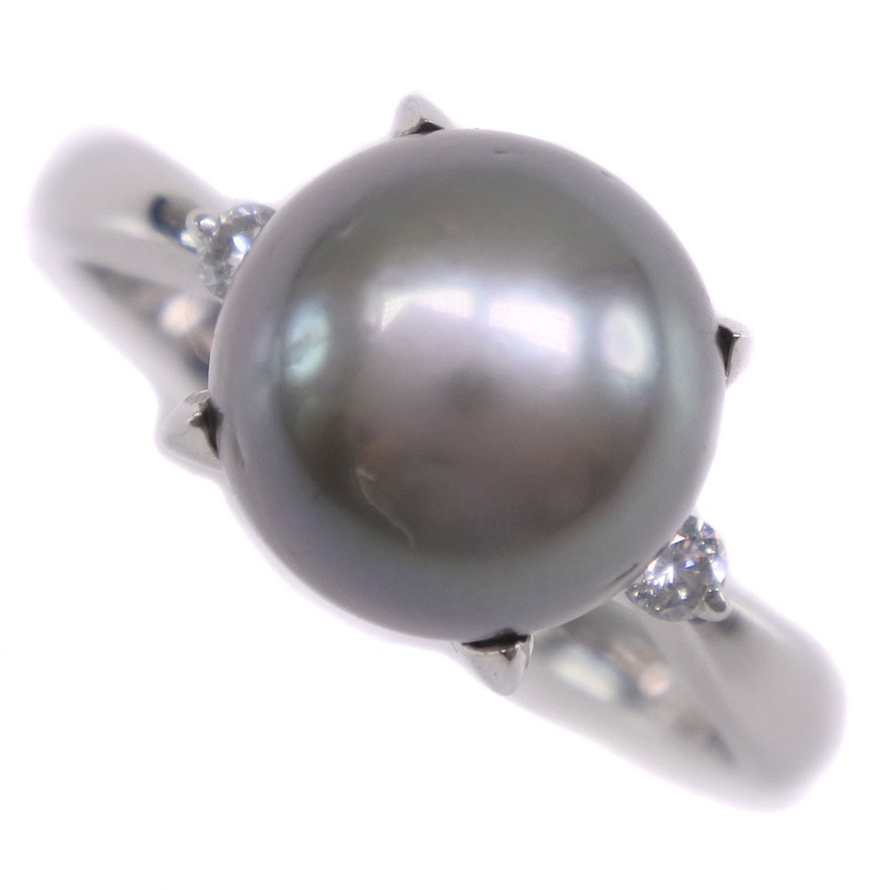 真珠9.5 ｍｍ Pt900プラチナ×ブラックパール（黒蝶真珠）×ダイヤモンド 