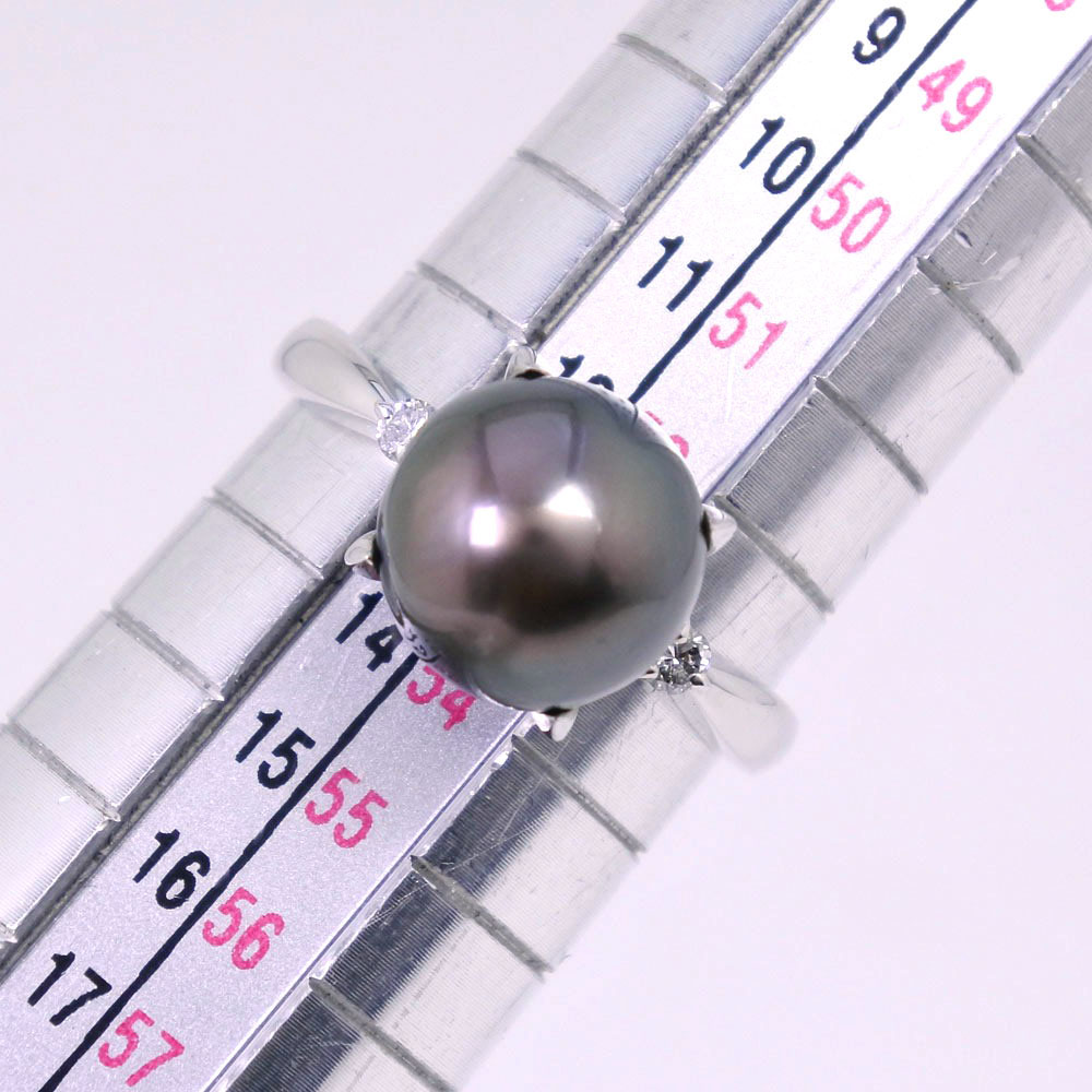 真珠9.5 ｍｍ Pt900プラチナ×ブラックパール（黒蝶真珠）×ダイヤモンド