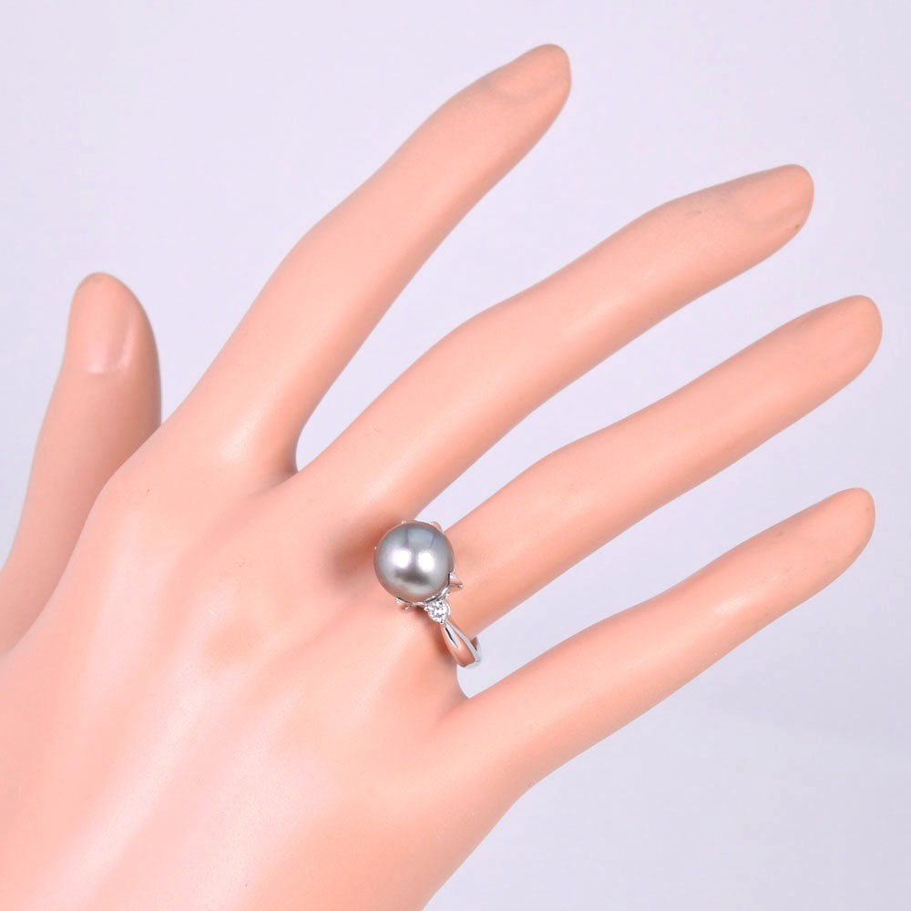 ブラックパール ダイヤモンドリング 指輪 Pt900(白金 プラチナ)