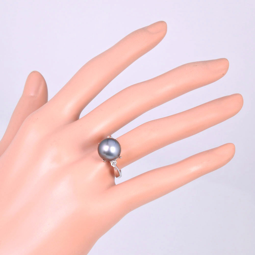 新品限定品k18．pt900．パール(ダイヤ入り)指輪、No.1148. アクセサリー