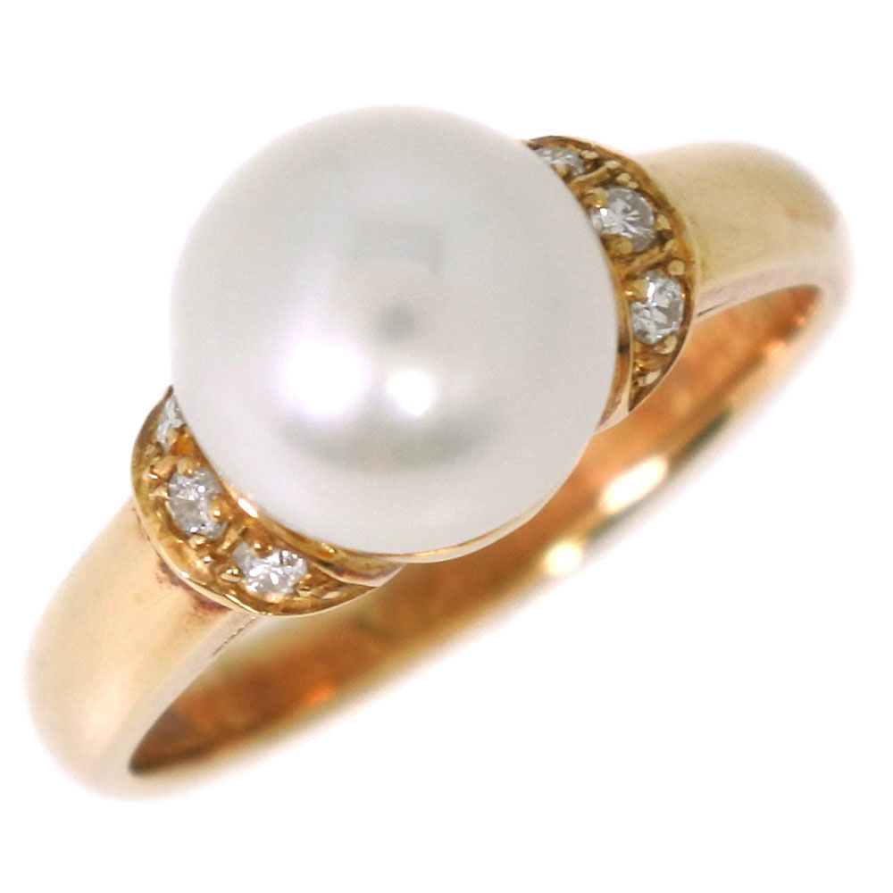 真珠8.0 ｍｍ K18イエローゴールド×パール×ダイヤモンド 10号 パール D0.08 レディース リング・指輪