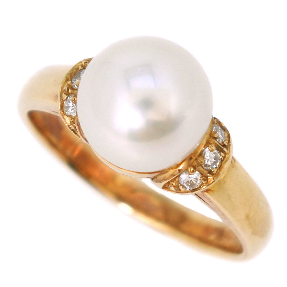 真珠8.0 ｍｍ K18イエローゴールド×パール×ダイヤモンド 10号 パール D0.08 レディース リング・指輪