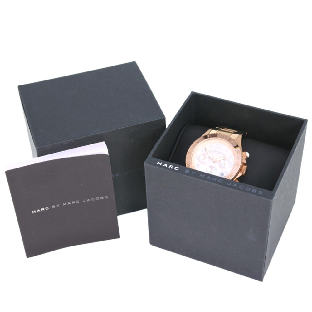 【MARC JACOBS】マークジェイコブス MBM3156 金メッキ ホワイト クオーツ クロノグラフ ユニセックス ピンクゴールド文字盤 腕時計