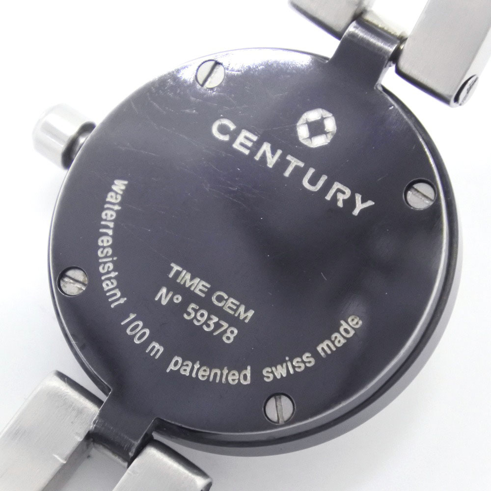 【CENTURY】センチュリー タイムジェム 1Pダイヤ ステンレススチール クオーツ アナログ表示 レディース 白文字盤 腕時計