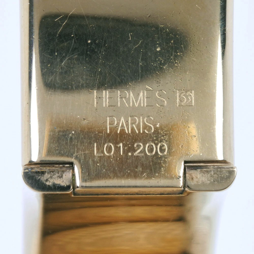 HERMES】エルメス ロケ L01.201 金メッキ×リザード クオーツ アナログ