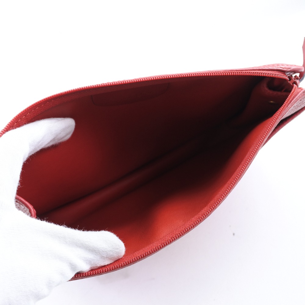 Dior】クリスチャンディオール レザー 赤 レディース クラッチバッグ