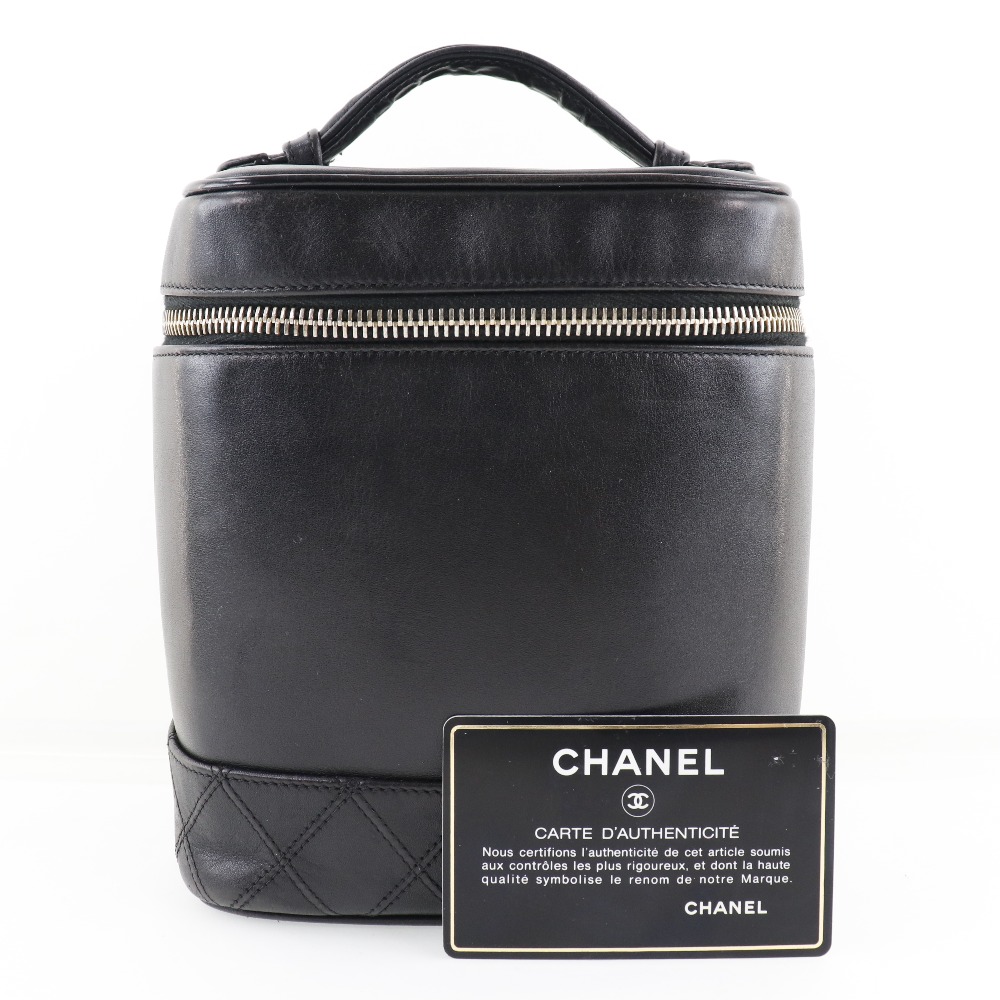 【CHANEL】シャネル バニティバッグ ヴィンテージ ラムスキン 黒 レディース ハンドバッグ【中古】