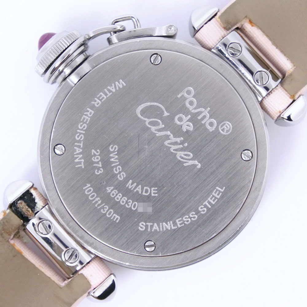 【CARTIER】カルティエ ミスパシャ ※訳あり W3140008 ステンレススチール×レザー ピンク クオーツ アナログ表示 レディース ピンク文字盤 腕時計