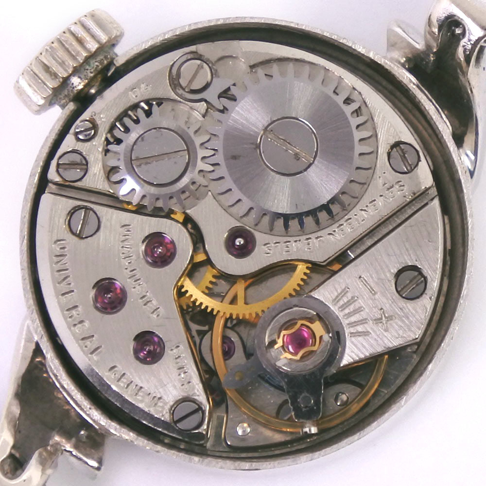 【Universal Genve】ユニバーサル・ジュネーブ K14ホワイトゴールド×ステンレススチール 手巻き アナログ表示 レディース  シルバー文字盤 腕時計【中古】