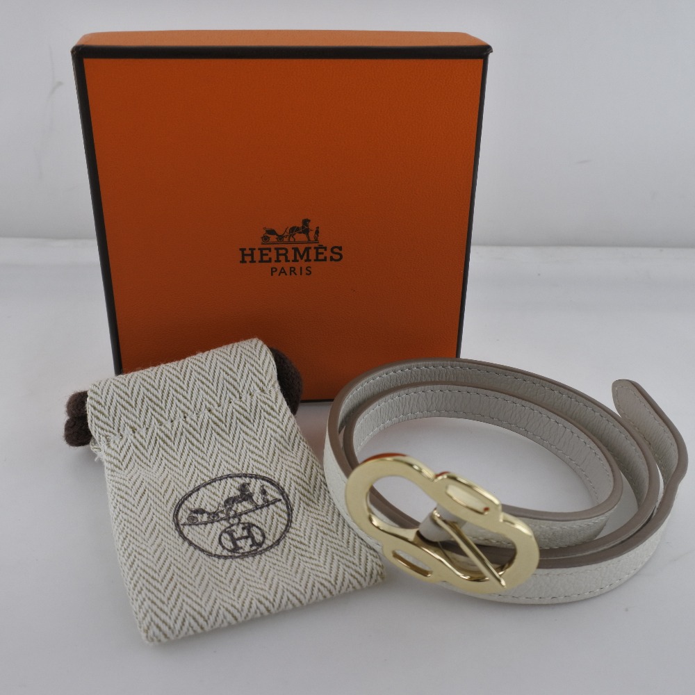 HERMES】エルメス レザー 白 レディース ブレスレット【中古】 HERMES