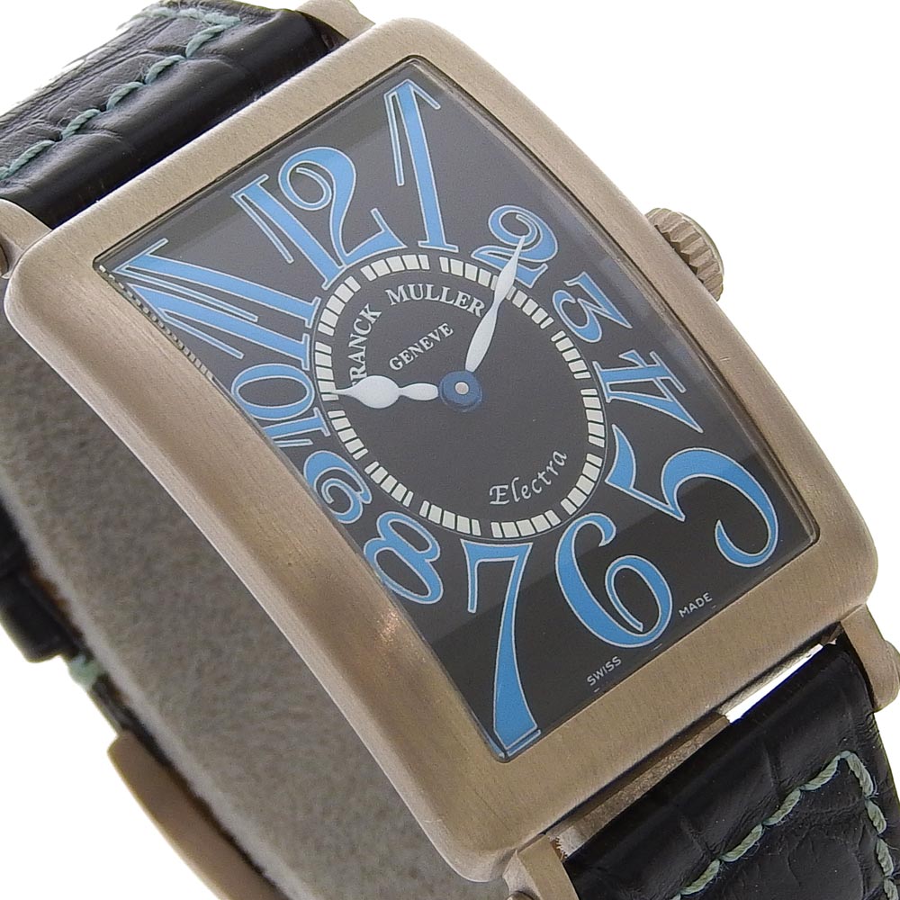 FRANCK MULLER 952QZ ロングアイランド 腕時計 K18WG 革 メンズ
