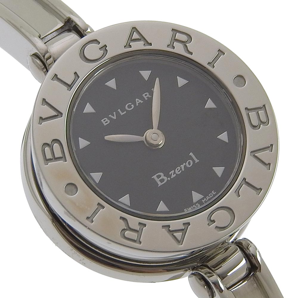 約22mm腕周り【BVLGARI】ブルガリ B-zero1 ビーゼロワン BZ22S ステンレススチール シルバー クオーツ アナログ表示 レディース 黒文字盤 腕時計