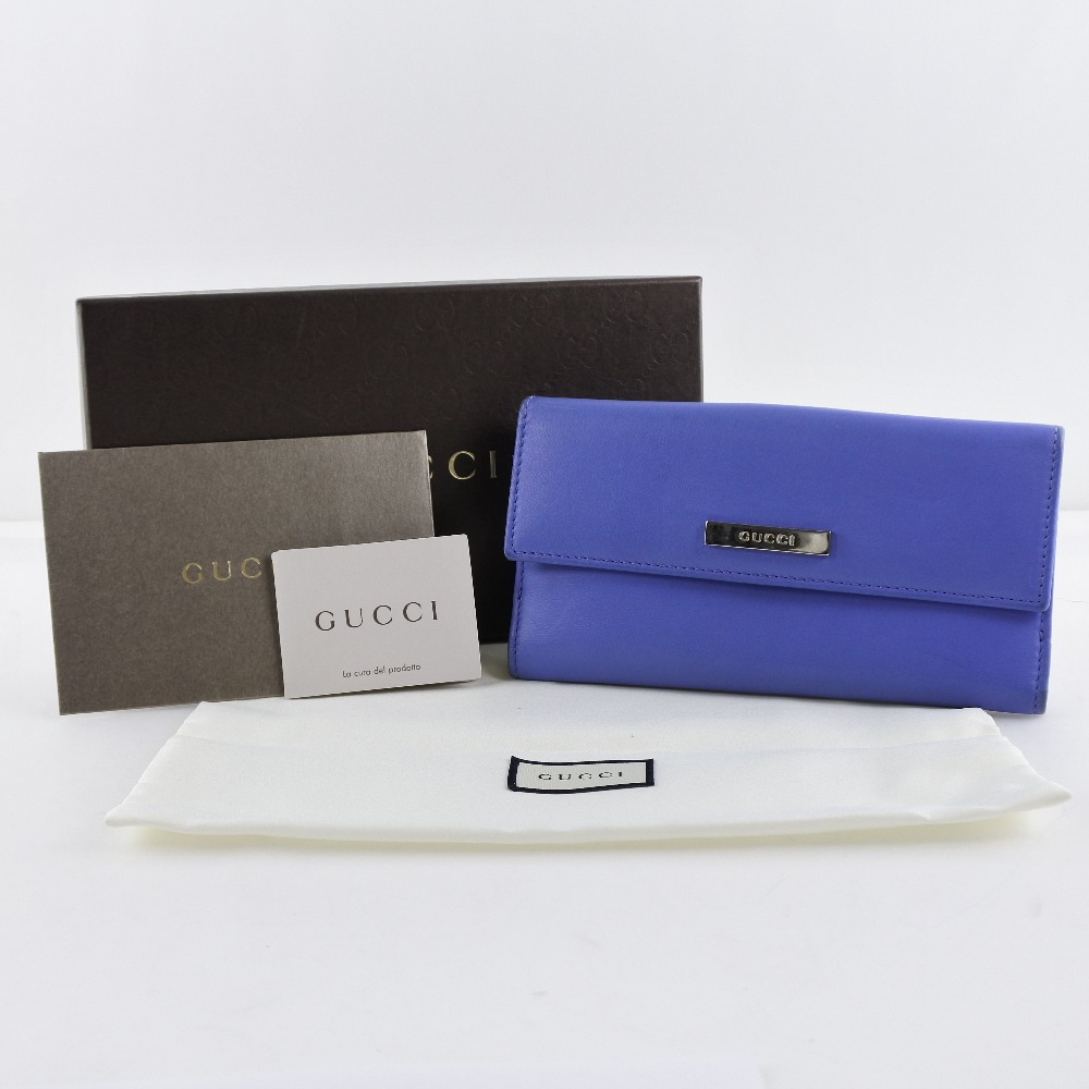 【GUCCI】グッチ 143389 カーフ パープル ユニセックス 長財布【中古】