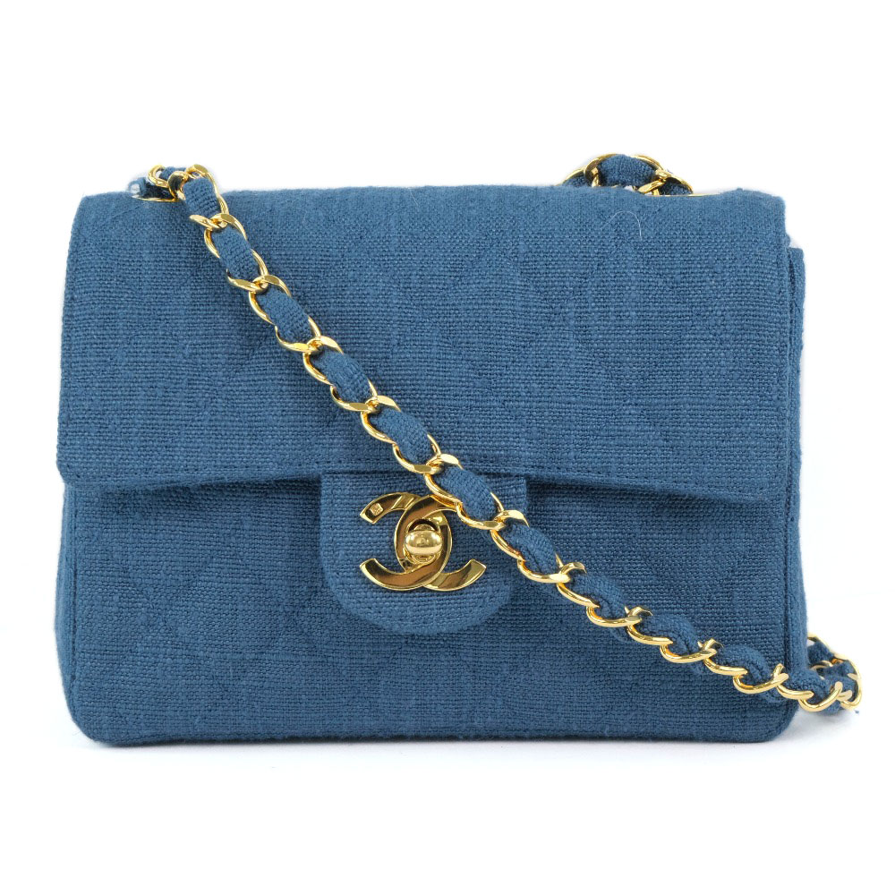 CHANEL Rare ChainShoulder Shoulder Bag Mini Matelasse Blue/Navy denim Women