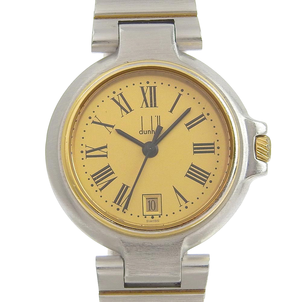 【Dunhill】ダンヒル エリート コンビ ステンレススチール×YG×ダイヤモンド クオーツ アナログ表示 レディース 白文字盤 腕時計