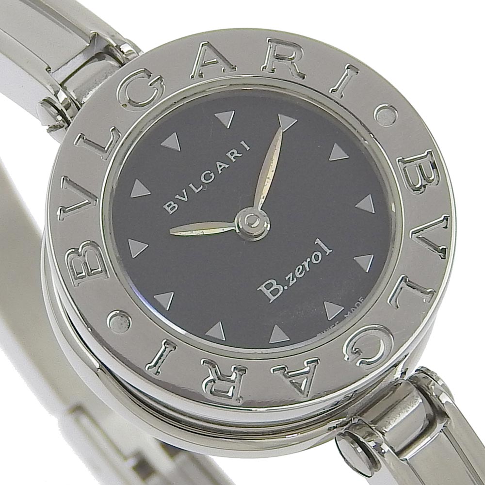 約28mmx22mmベゼル幅【BVLGARI】ブルガリ B-zero1 ビーゼロワン BZ22S ステンレススチール シルバ― クオーツ アナログ表示 レディース 黒文字盤 腕時計