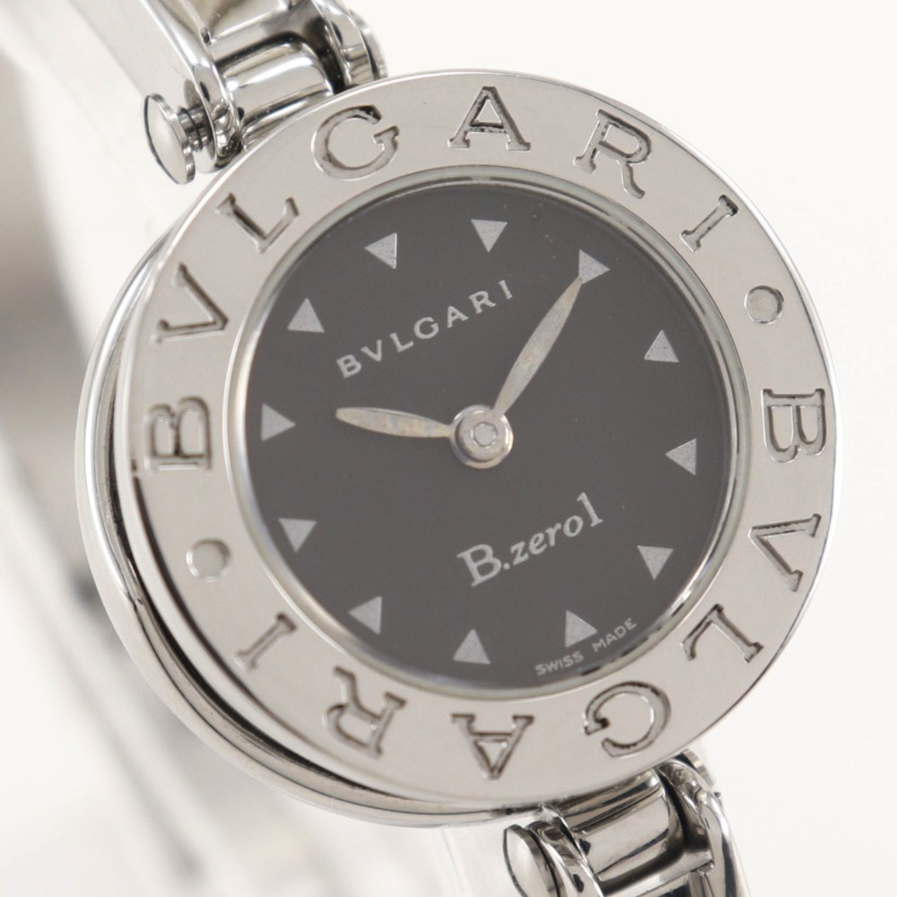 【BVLGARI】ブルガリ B-zero1 ビーゼロワン BZ22S ステンレススチール シルバ― クオーツ アナログ表示 レディース 黒文字盤 腕時計