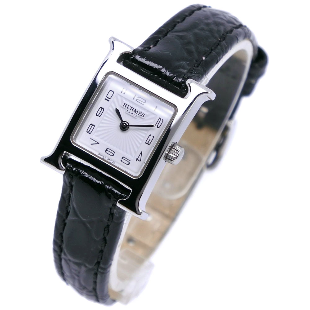 エルメス Hウォッチ 腕時計 クオーツ ホワイト文字盤 ステンレススチール レディース HERMES 【1-0123908】