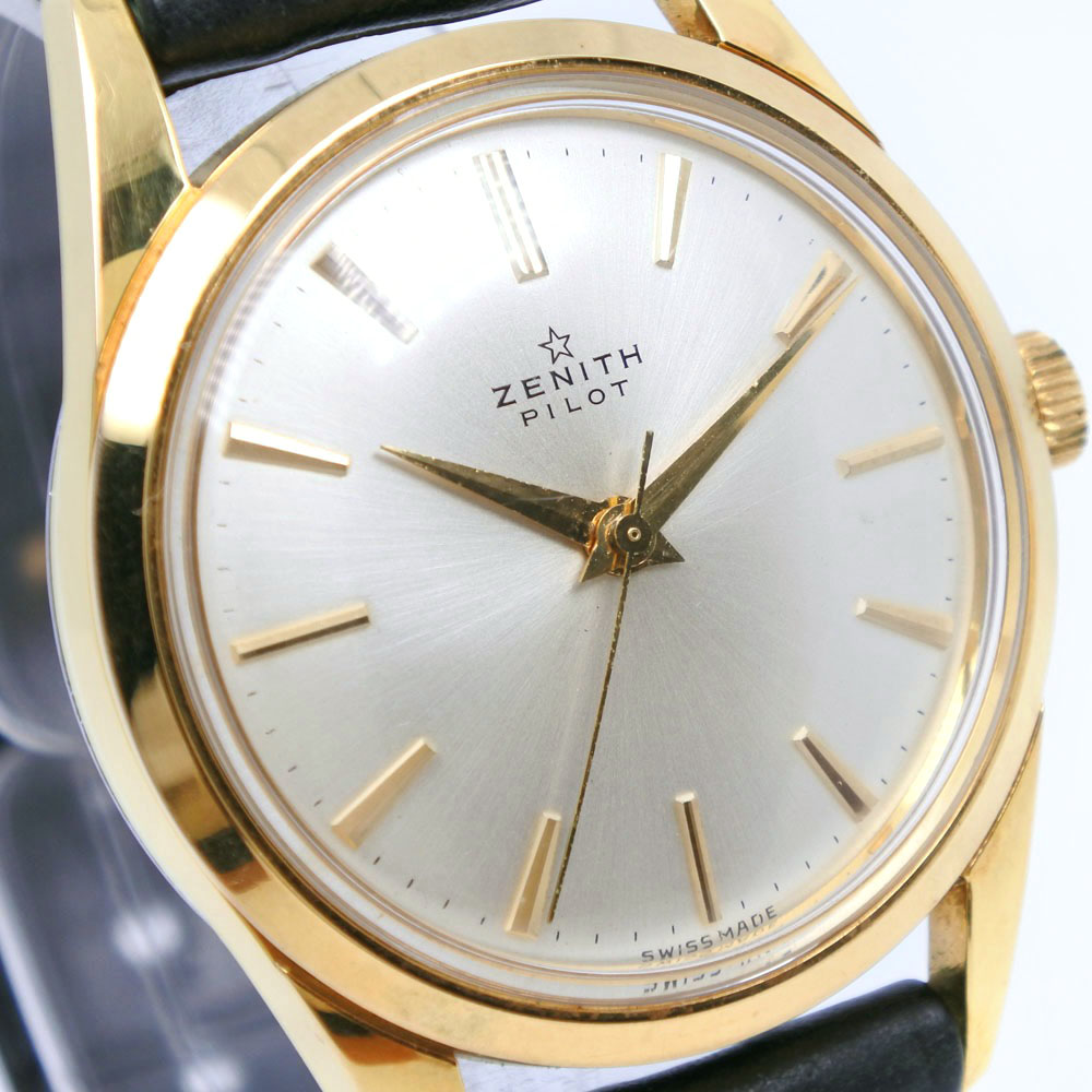 【ZENITH】ゼニス PILOT ステンレススチール×レザー ゴールド 手巻き メンズ シルバー文字盤 腕時計【中古】