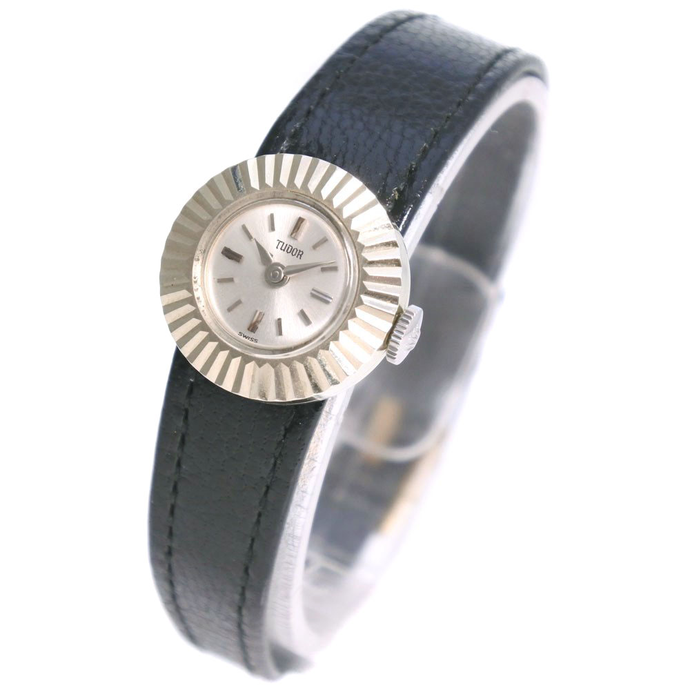 【TUDOR】チュードル カメレオン 1703 ステンレススチール×レザー 手巻き レディース シルバー文字盤 腕時計