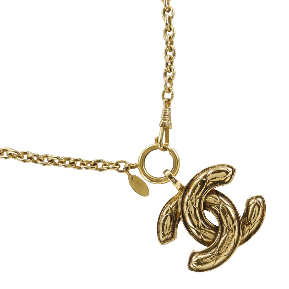 CHANEL シャネル COCOマークオブジェ ゴールド CHANEL COCO Mark Necklace Matelasse vintage gold Plated Gold