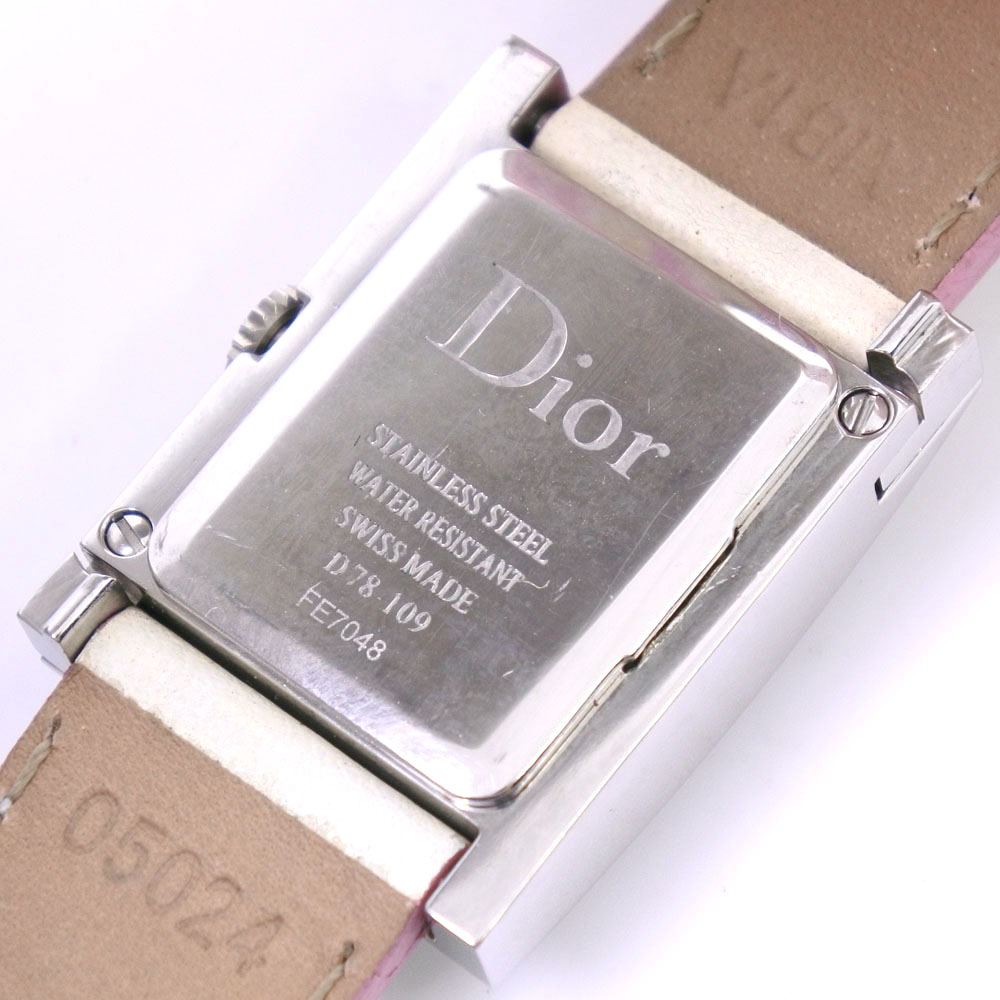 【Dior】クリスチャンディオール マリス D78-109 ステンレススチール×レザー ピンク クオーツ レディース ホワイトシェル文字盤  腕時計【中古】