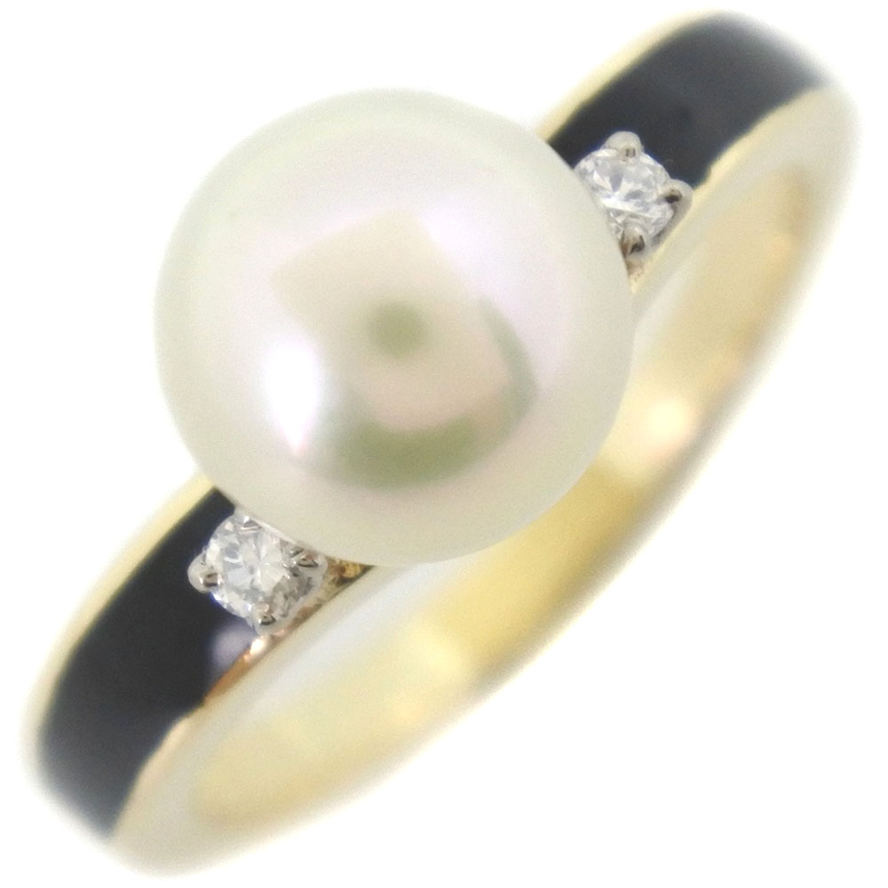 美品 ミキモト K18 真珠 パール約7.0mm珠 ダイヤ リング 指輪最大部分の幅約187ｍｍ