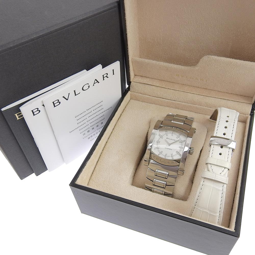 【BVLGARI】ブルガリ アショーマ ダイヤインデックス AA44S ステンレススチール シルバー 自動巻き メンズ シルバーシェル文字盤 腕時計