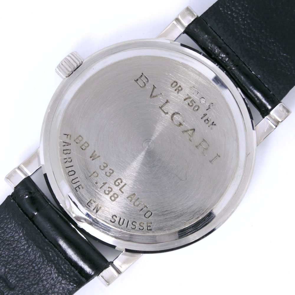 【BVLGARI】ブルガリ ブルガリブルガリ BBW33GL K18ホワイトゴールド×レザー シルバー 自動巻き アナログ表示 メンズ 白文字盤  腕時計【中古】