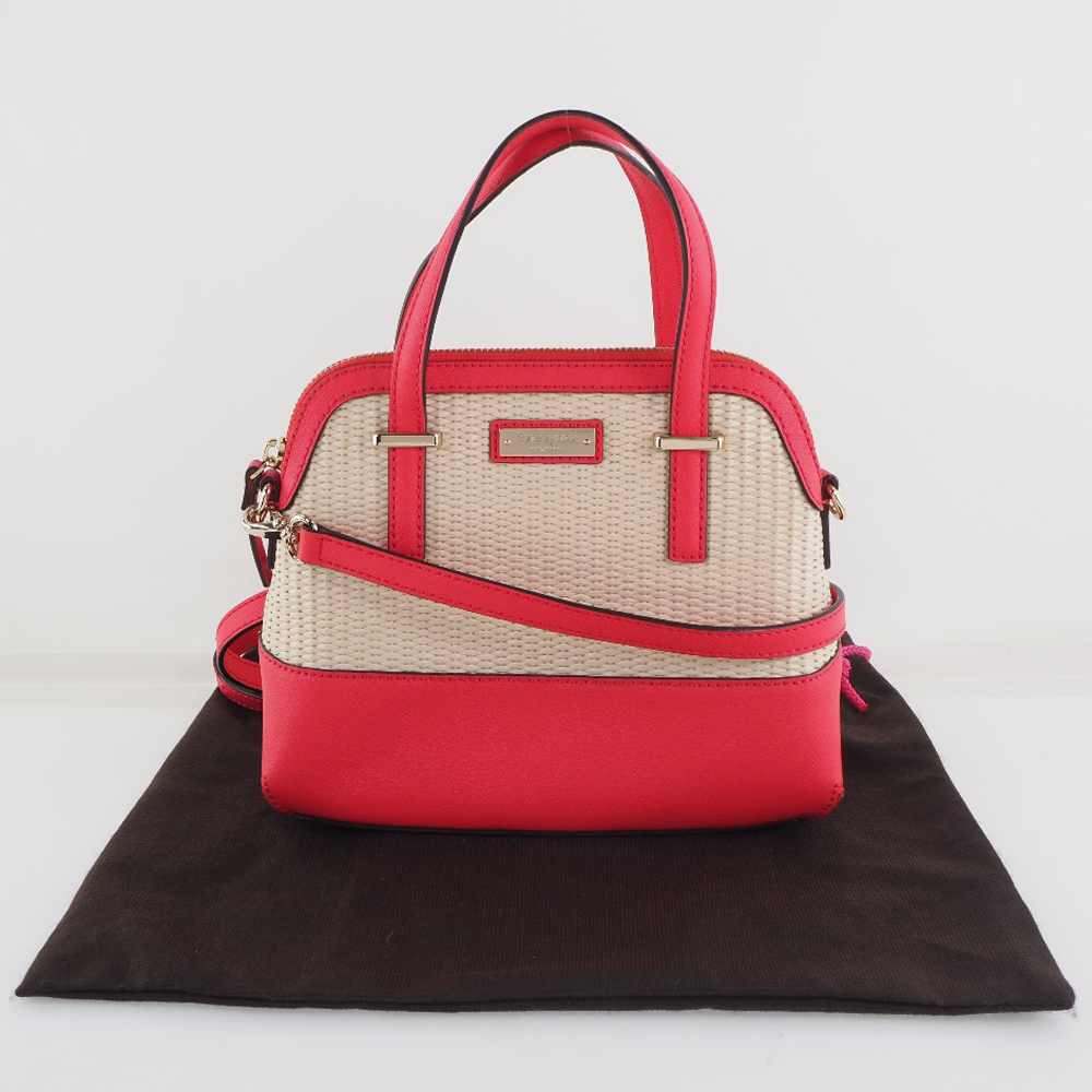 【Kate Spade】ケイトスペード CEDAR STREET STRAW SMALL MAISE 2wayショルダー 牛革 ピンク レディース  ショルダーバッグ【中古】