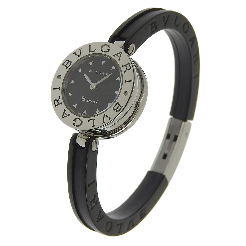 約22mm腕周り【BVLGARI】ブルガリ B-zero1 ビーゼロワン BZ22S ステンレススチール シルバー クオーツ アナログ表示 レディース 黒文字盤 腕時計