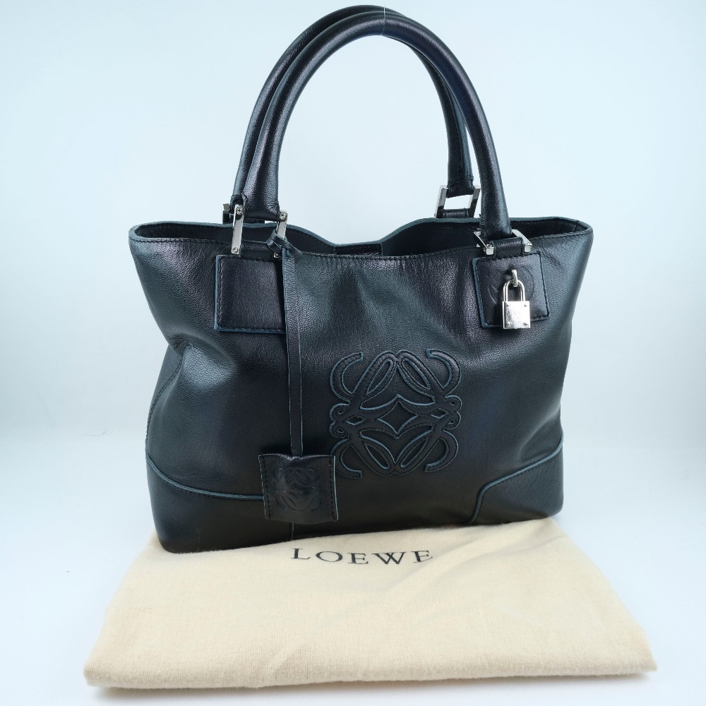 LOEWE】ロエベ カーフ ネイビー レディース ハンドバッグ【中古