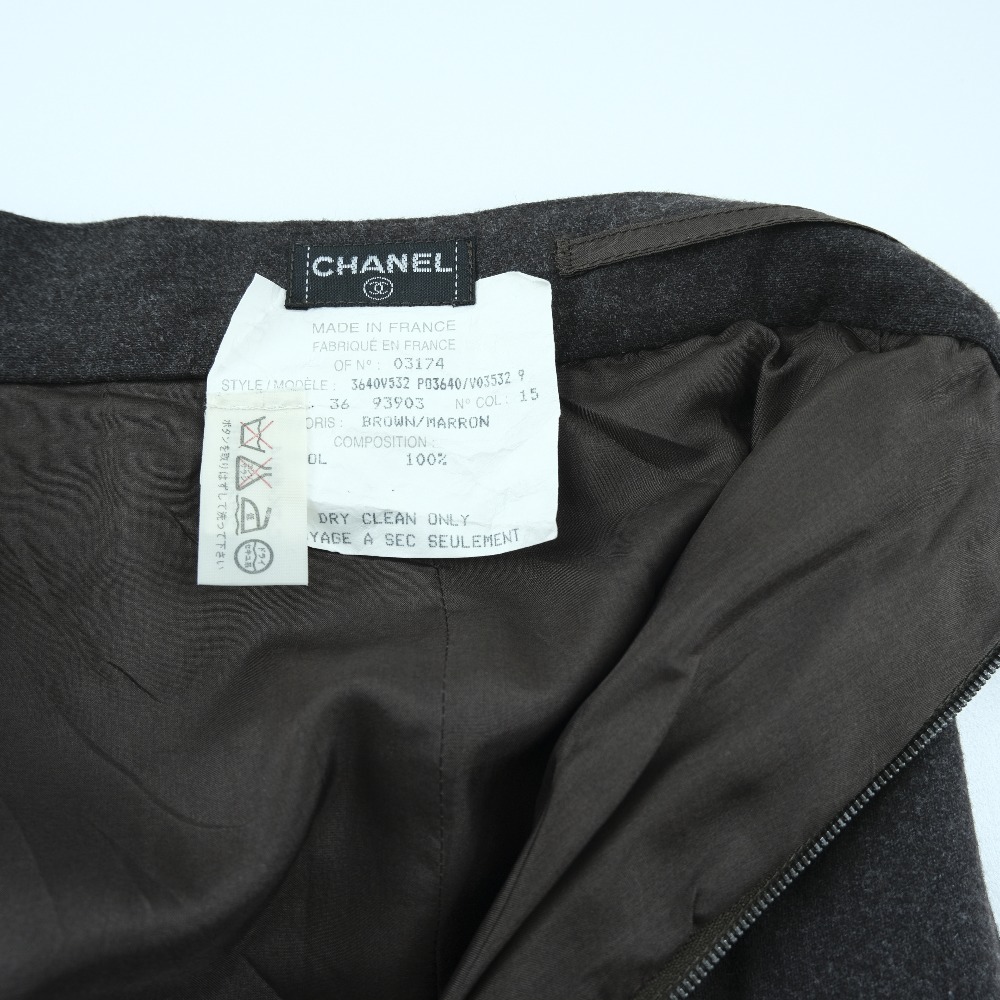 【CHANEL】シャネル フレア P03640V03532 ウール 茶 レディース スカート