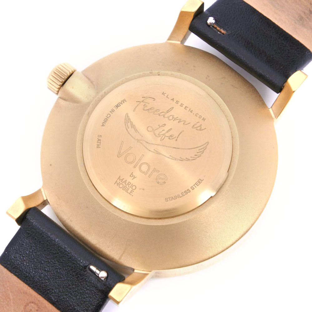 【KLASSE14】クラスフォーティーン ヴィラーレ ステンレススチール×レザー ゴールド クオーツ アナログ表示 ユニセックス ゴールド文字盤 腕時計