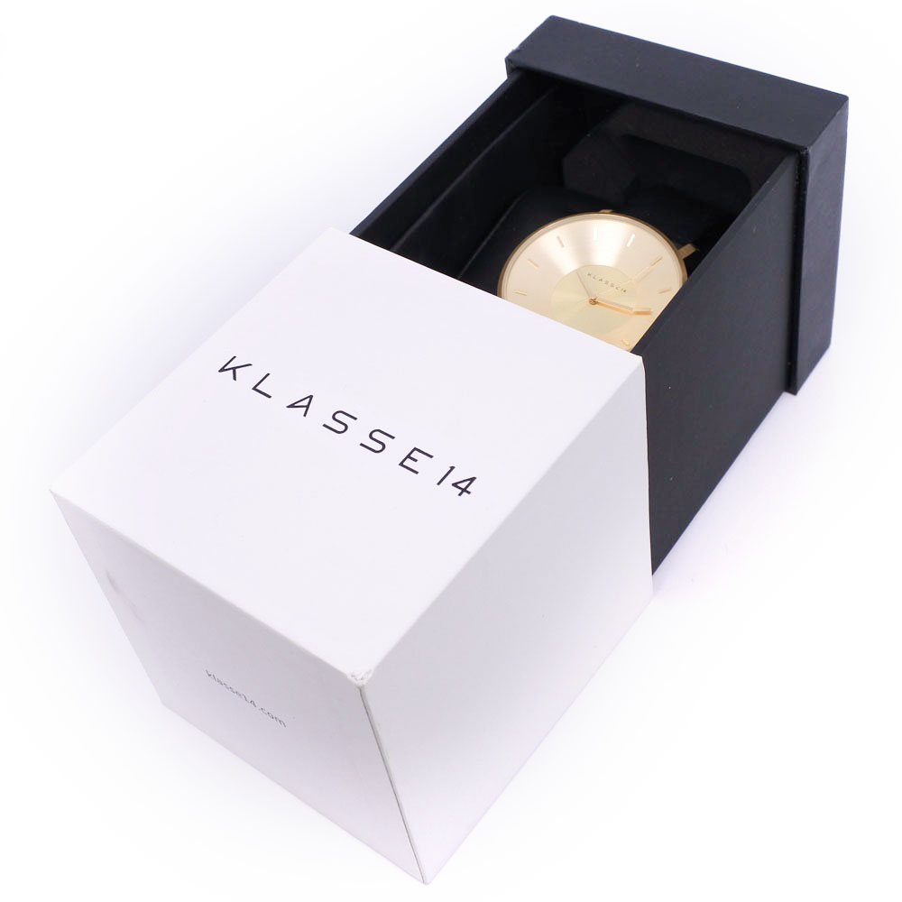 【KLASSE14】クラスフォーティーン ヴィラーレ ステンレススチール×レザー ゴールド クオーツ アナログ表示 ユニセックス ゴールド文字盤 腕時計