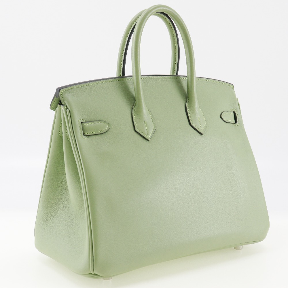 HERMES Birkin 25 Handbag cricket Green/SilverHardware Vaux