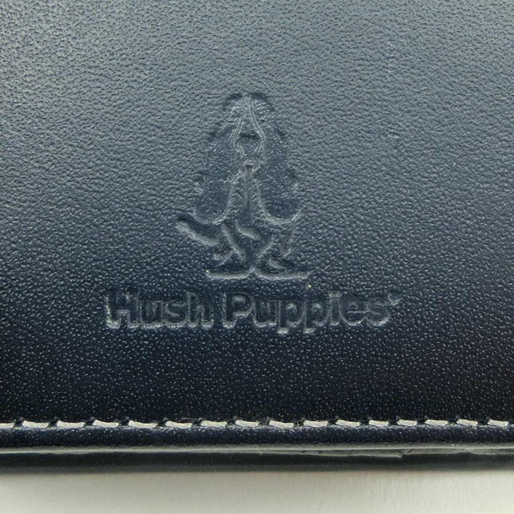 Hush Puppies】ハッシュパピー 牛革 紺 メンズ 二つ折り財布【中古